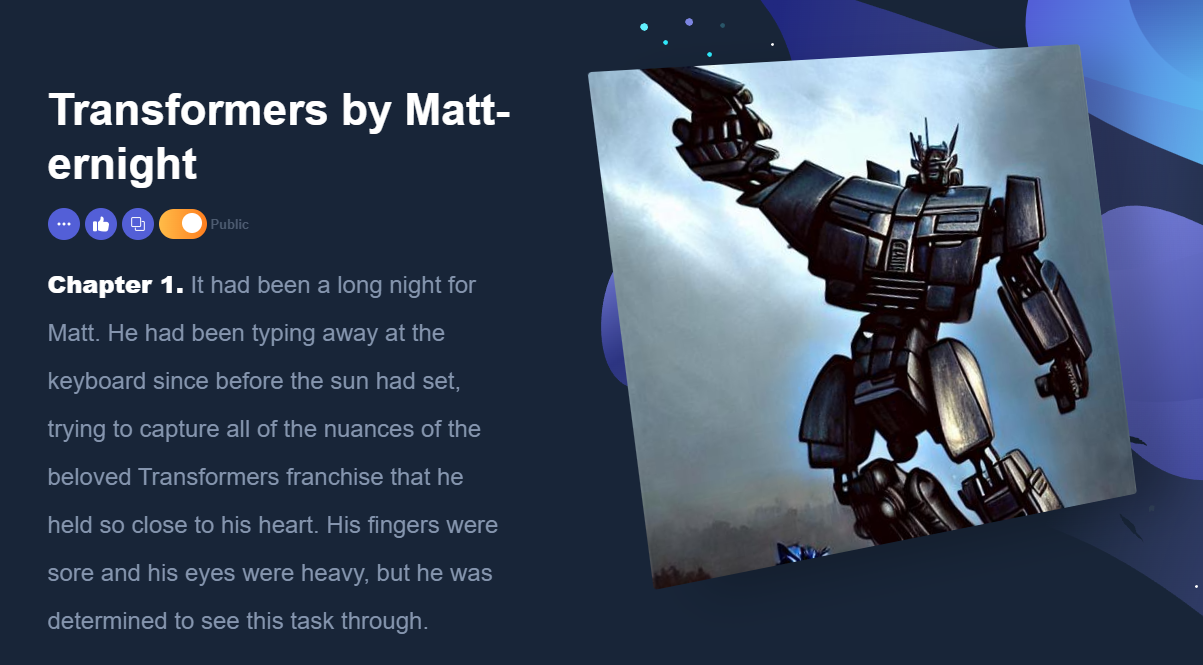 It had been a long night for Matt. He had been typing away at the keyboard since before the sun had set, trying to capture all of the nuances of the beloved Transformers franchise that he held so close to his heart. His fingers were sore and his eyes were heavy, but he was determined to see this task through.