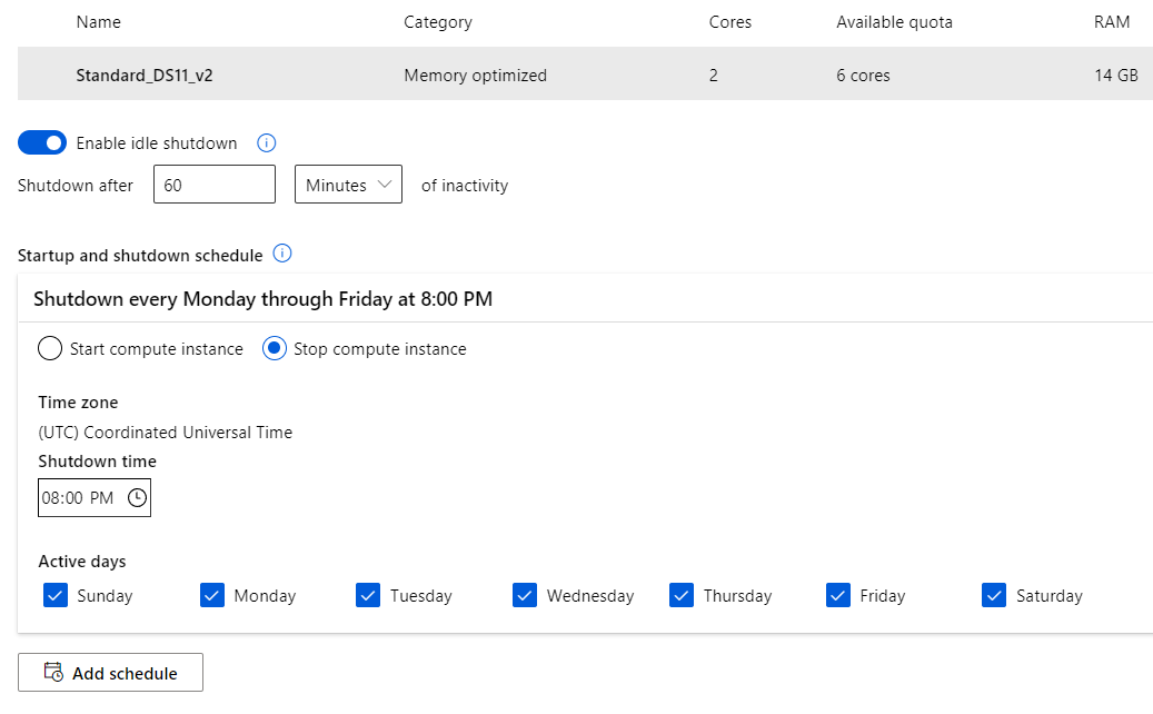 Compute Instance with Auto-Shutoff and Schedule