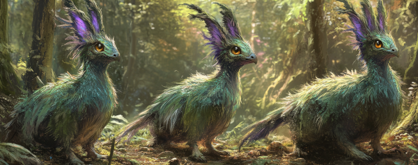 AI art based on the description of the Feathered Hare from a game session