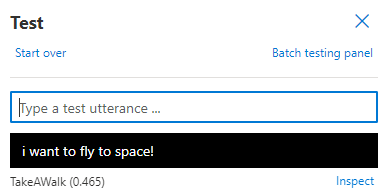 Test Results showing matching the TakeAWalk Intent