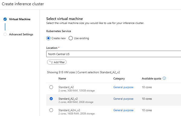 Configure inference cluster