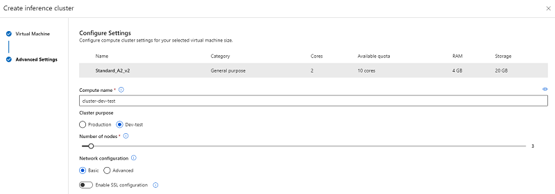 Configure inference cluster settings