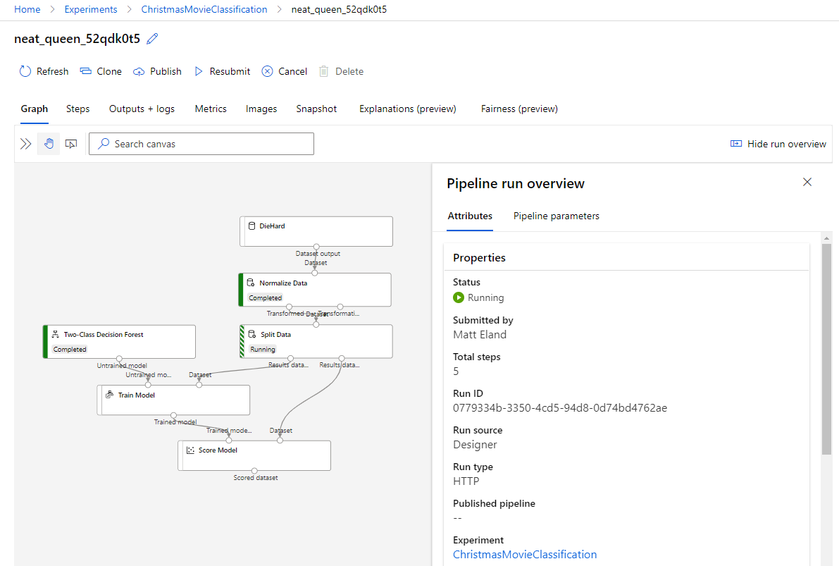 Currently Running Pipeline in ML Designer