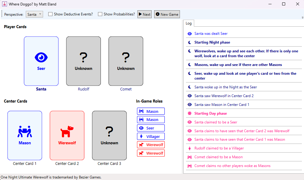 Application Showing a Game of One Night Ultimate Werewolf