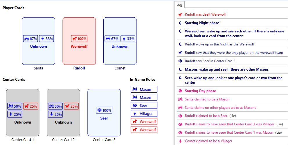 Rudolf as the Werewolf and Comet as the Villager